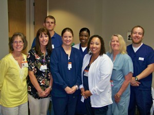 CHI St. Luke’s Health Memorial Lufkin recently joined the nation in honoring nurses during National Nurses Week.  Nurses chosen by their peers as “Nurse of the Year” included (L to R) Mary Bannon, RN – Nurse Support; Randi Harmon, RN – PCU; Matt Williams, RN – ICU; Audra Harris, RN – K5; Dorothea Robinson, LVN – Calder 1; Brandi Johnson, RN – K3; Cindy Kendrick, RN – Henderson Family Center and Marcus Coats, LVN – ER/Assessment Center (not pictured: Scott Stanford, RN – MSH; Sue Cromeens, LVN – Cath Lab; Shane Waller, RN – OR; Willie Spikes, RN – Internal Agency; Deidra Taylor, RN – K4; Becca O’Quinn, RN – Case Manager; Sonia Langford, RN – Homecare; Shelicia Riggins, RN – Pre-Admit; Denita Criswell, RN – Day Surgery and Evelyn Lopez, RN – Recovery Room.
